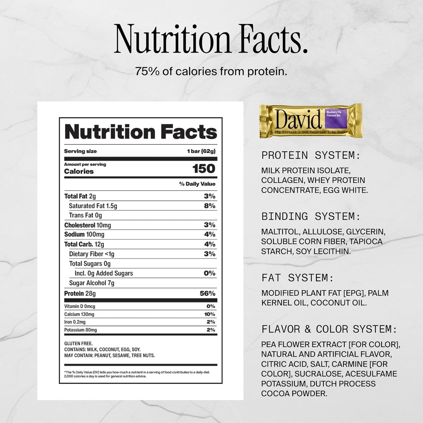 David's High Protein Bars Sugar Free, 28g Protein, 150 Calories - 12 Pack